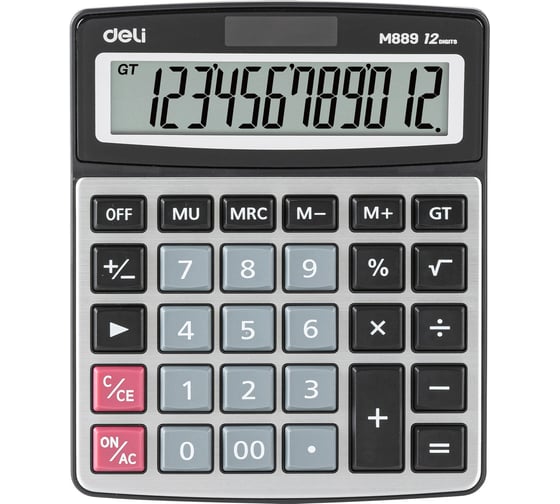 Изображение товара Настольный калькулятор DELI EM889 серебристый, 12-разрядный 1901460