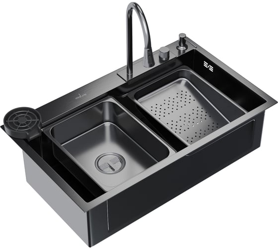Изображение товара Мойка MIXLINE настольный монтаж 75x46 (3,0), выпуск 3 1/2 pro 21,5см, с сифоном+дозатор+смеситель 552104