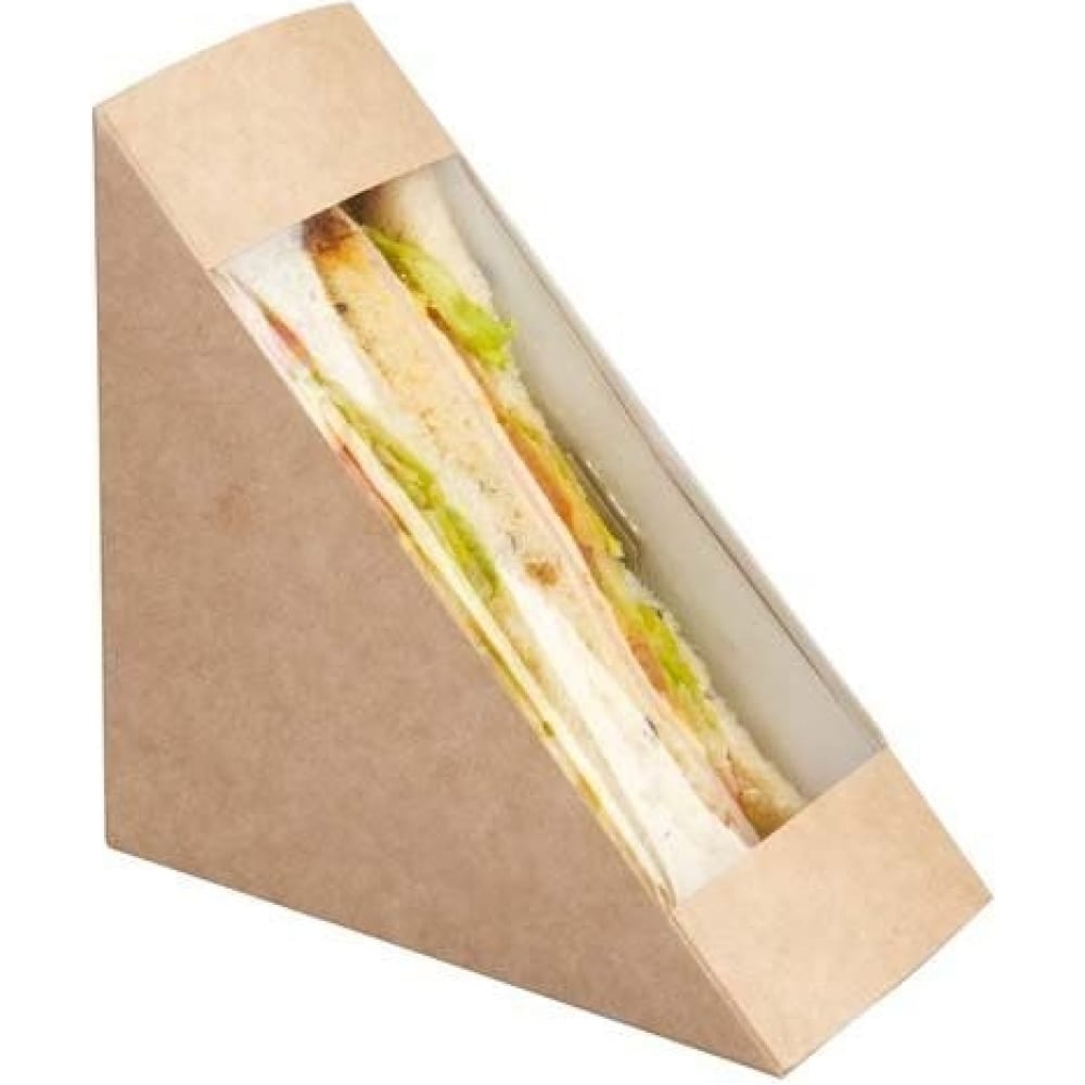бумажный контейнер под сэндвич с прозрачным окном оригамо 100 шт Упаковка под сэндвич Оригамо