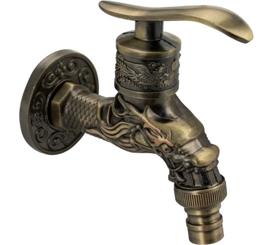 Изображение товара Кран водоразборный Санакс 1/2", 10 см от стены, металлокерамика, со штуцером, цвет БРОНЗА. 9255