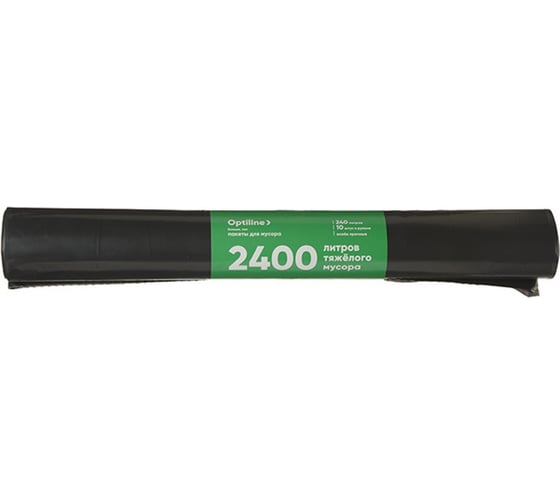 Изображение товара Пакеты для мусора ПВД 100x140 см, 50 мкм, 240 л, черные, в рулоне 10 шт. Премиум Optiline 23-0051