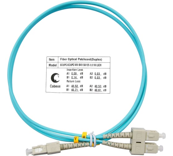 Изображение товара Оптический шнур Cabeus duplex sc-sc 50/125 mm om3 15м lszh FOP-50-SC-SC-15m