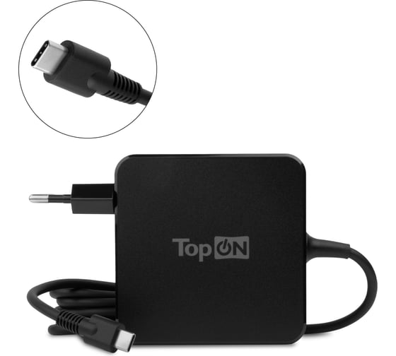 Изображение товара Блок питания TopOn 100w кабель type-c, power delivery, quick charge 3.0, в розетку, кабель 180 см, TOP-UC100