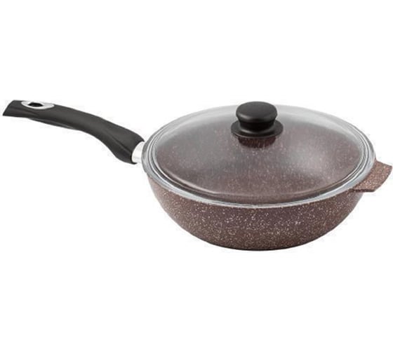 Изображение товара Сотейник Горница 280/82 мм шоколад пластиковая ручка с крышкой (п/у) ПД36717