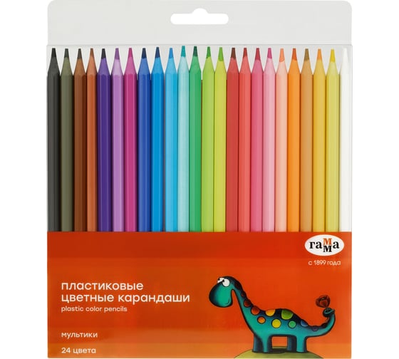 Изображение товара Цветные карандаши Гамма пластиковые мультики, 24цв., заточен., пвх, европодвес 251220213