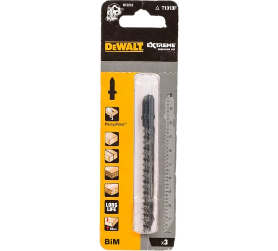 Изображение товара Пилка по дереву 100х75 мм, шаг 4.0 T101DF 3шт DEWALT DT2218