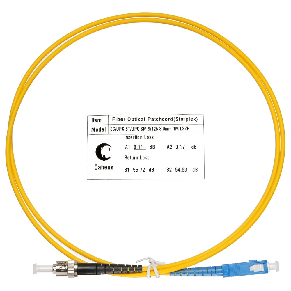 Изображение товара Оптический кабель Cabeus FOP(s)-9-SC-ST-10m симплекс 9/125 желтый