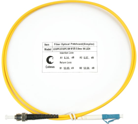 Изображение товара Оптический шнур Cabeus simplex lc-st 9/125 sm 10м lszh FOP(s)-9-LC-ST-10m