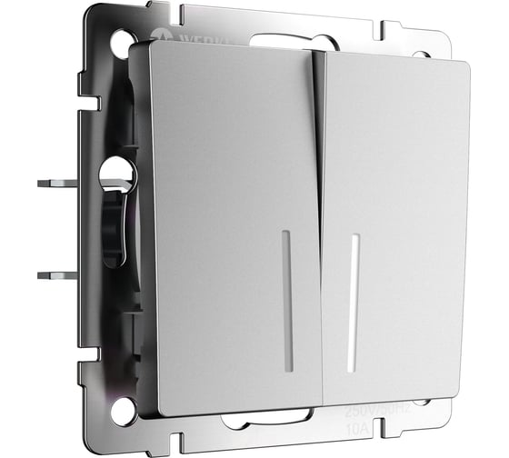 Изображение товара Двухклавишный проходной выключатель WERKEL с подсветкой серебряный матовый a063616