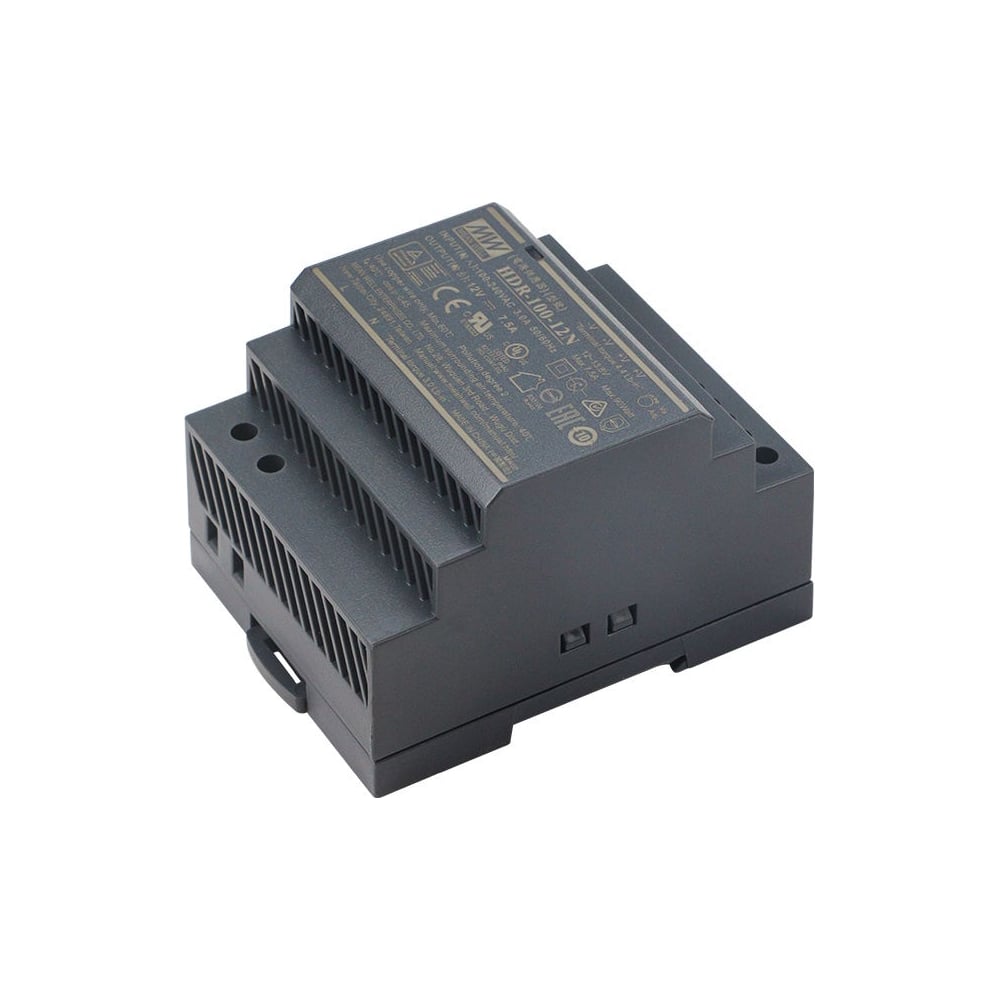 Изображение товара Источник питания Mean Well AC-DC HDR-100-12N на DIN-рейку 12 В 0.085 кВт