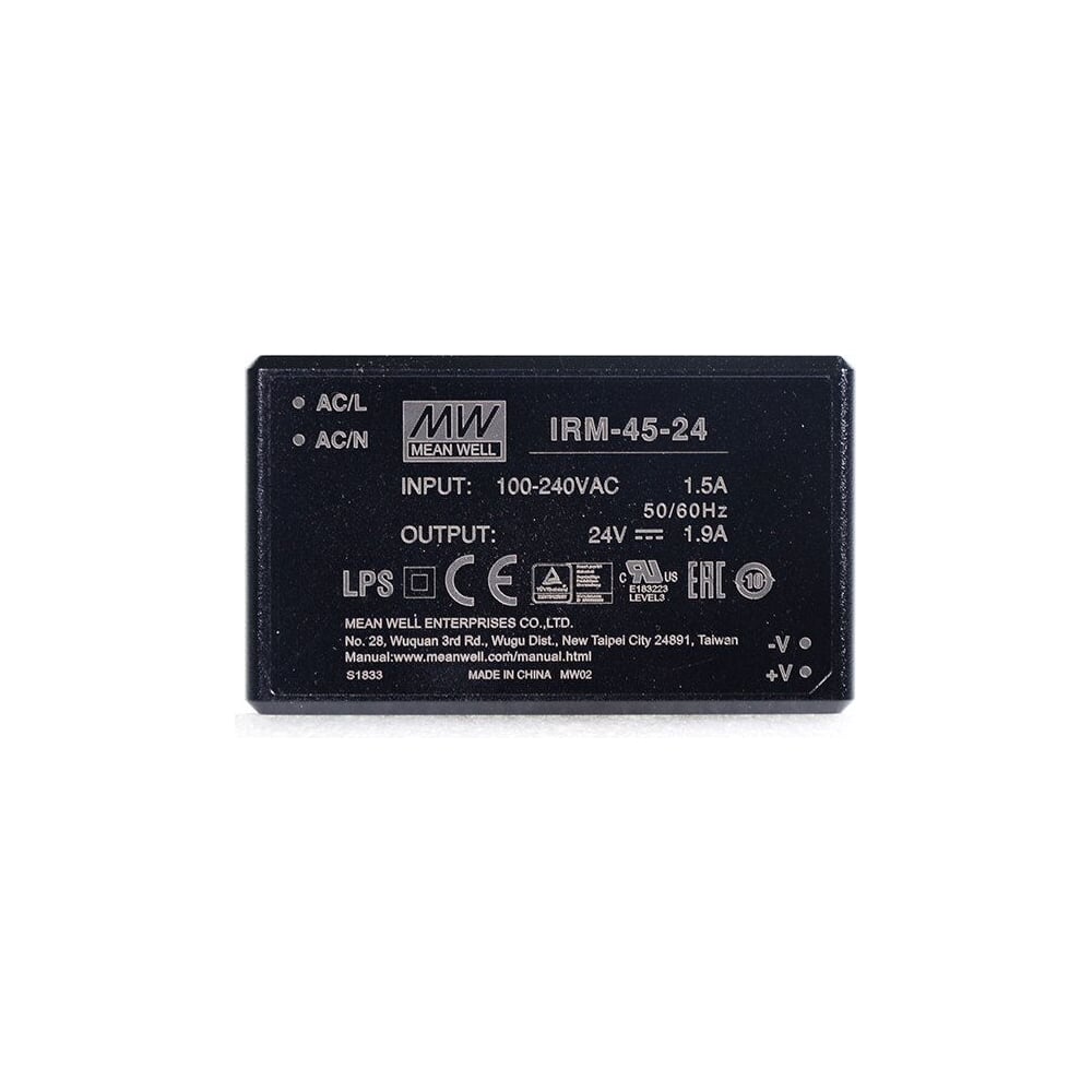 Изображение товара Блок питания Mean Well IRM-45-24 AC-DC 24 В 1.9А линейный трансформатор