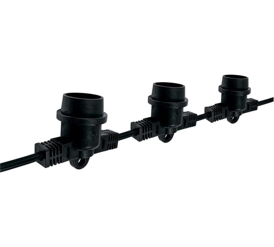 Изображение товара Гирлянда уличная Jazzway "Белт-лайт" PBL-S20/L06+1.5 Black E27 IP65 6м 20ламп 1.5м шнур соединить в линию max750Вт (лампы не в комплекте возможно использовать с фитолампами в теплице) 5040540A