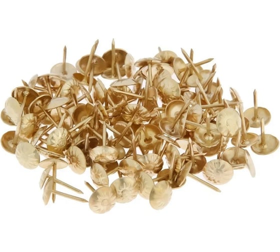 Изображение товара Декоративные гвозди ТУНДРА 16x11 мм, фактурные, цвет золото, в упаковке 100 шт. 1178244