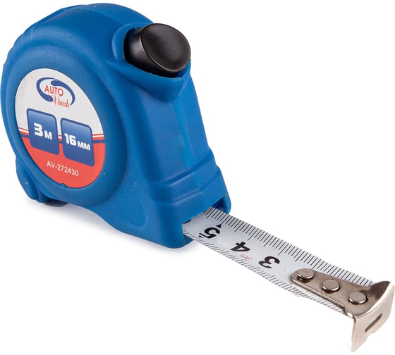 Изображение товара Рулетка пластиковый корпус 3мх16мм с автостопом AUTOVIRAZH AV-272430