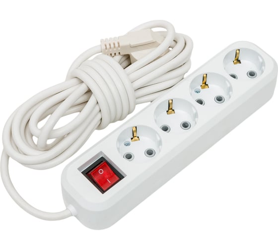 Изображение товара Сетевой удлинитель ПЕРЕСВЕТ+ с заземлением на 4 гнезда с переключателем шнур ПВС 3*1 5м 4620003921964