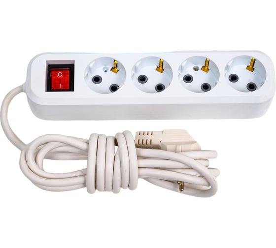 Изображение товара Сетевой удлинитель ПЕРЕСВЕТ+ с заземлением на 4 гнезда с переключателем шнур ПВС 3*1 3м 4620003921957