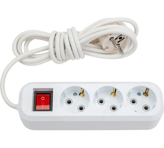 Изображение товара Сетевой удлинитель ПЕРЕСВЕТ+ с заземлением на 3 гнезда с переключателем шнур ПВС 3*0,75 3м 4620003920318