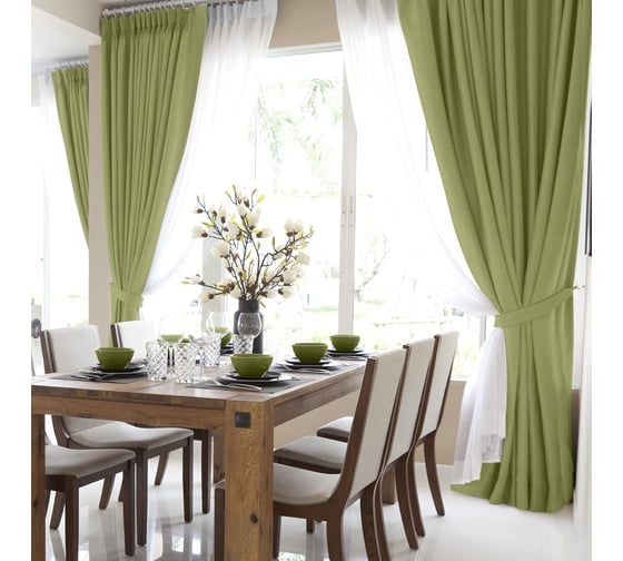 Изображение товара Комплект из 2х штор Волшебная Ночь рогожка, 200/270, оливка 757475