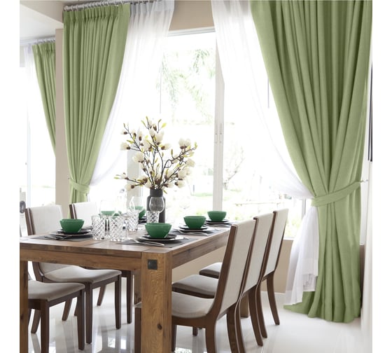 Изображение товара Комплект из 2х штор Волшебная Ночь рогожка, 165/270, эвкалипт 789103