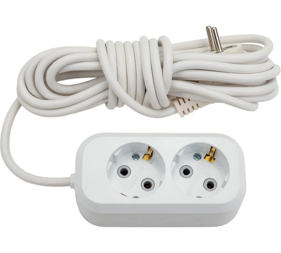 Изображение товара Сетевой удлинитель ПЕРЕСВЕТ+ с заземлением на 2 гнезда шнур ПВС 3*0,75- 5м 4620003920141