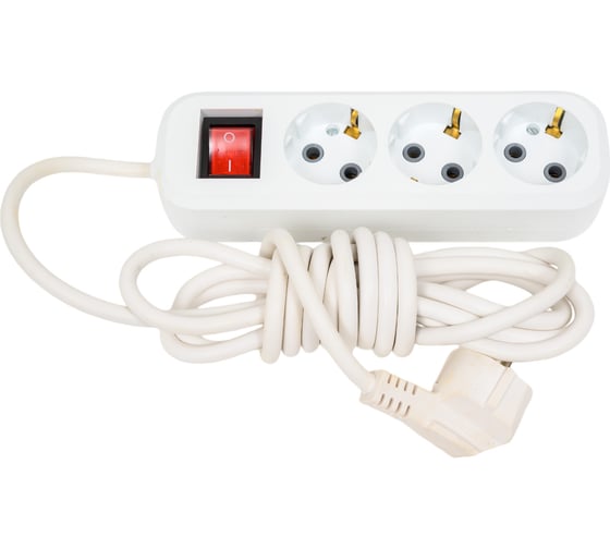 Изображение товара Сетевой удлинитель ПЕРЕСВЕТ+ с заземлением на 3 гнезда с переключателем шнур ПВС 3*1 3м 4620003921445