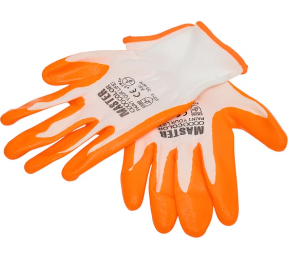 Изображение товара Водоотталкивающие перчатки MASTER COLOR с обливкой из нитрила, белые 30-4010
