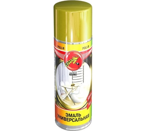 Изображение товара Универсальная эмаль Poli-R металлик золото ,аэрозоль, 520 мл 15701