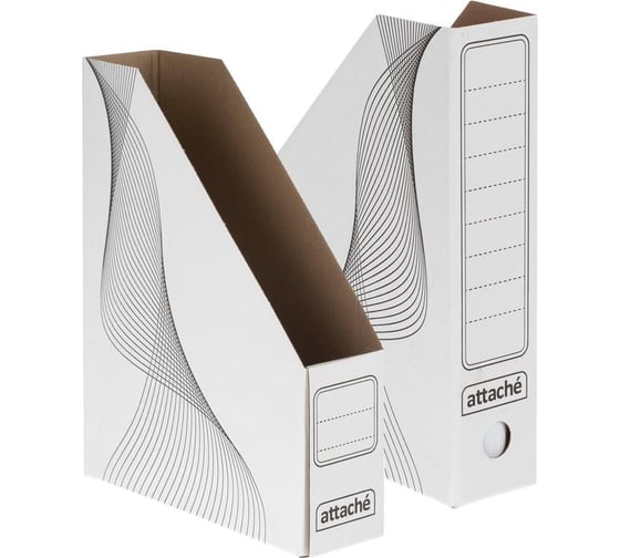 Изображение товара Вертикальный лоток Attache 75 мм, белый, волны, 2 штуки, сборный, гофрокартон 1640473