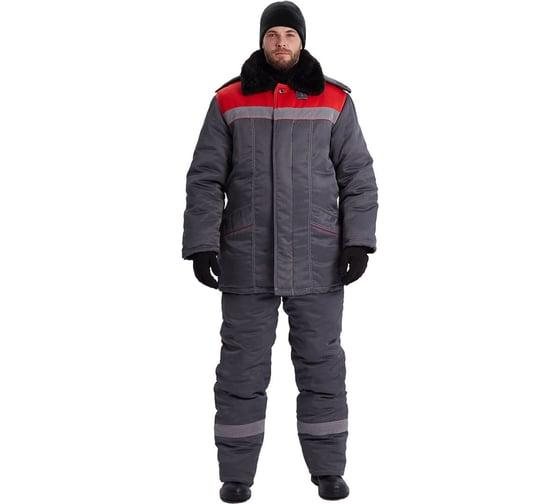 Изображение товара Зимний костюм URSUS ВЬЮГА темно-серый/красный, размер 52-54, рост 182-188 КОС801-333