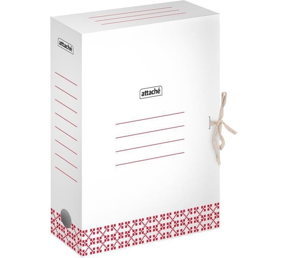 Изображение товара Архивный короб Attache 75 мм, на завязках, красный, с узорами 1792165