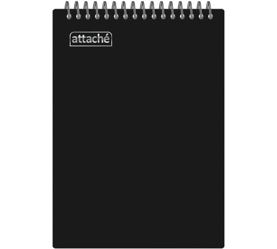 Изображение товара Блокнот Attache а4, 80 л, гребень, клетка, пластик, черный с тиснением 1775682