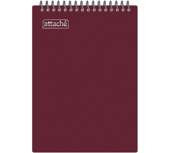 Изображение товара Блокнот Attache а4, 80 л, гребень, клетка, пластик, бордовый с тиснением 1775683