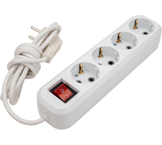 Изображение товара Сетевой удлинитель ПЕРЕСВЕТ+ с заземлением на 4 гнезда с переключателем шнур ПВС 3*0,75 2м 4620003921865