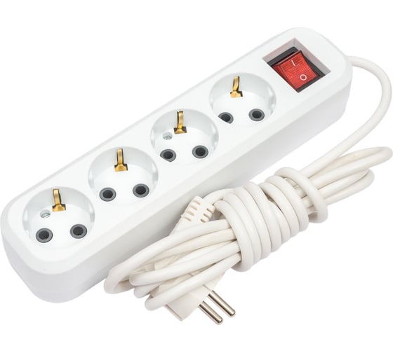 Изображение товара Сетевой удлинитель ПЕРЕСВЕТ+ с заземлением на 4 гнезда с переключателем шнур ПВС 3*0,75 3м 4620003921872