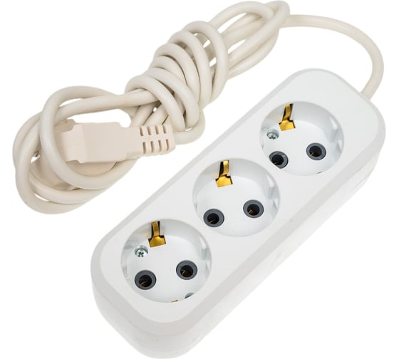 Изображение товара Сетевой удлинитель ПЕРЕСВЕТ+ с заземлением на 3 гнезда шнур ПВС 3*0,75- 2м 4620003920165