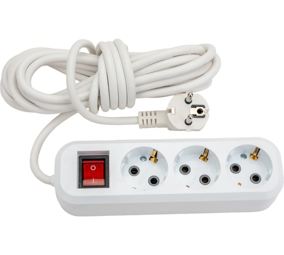 Изображение товара Сетевой удлинитель ПЕРЕСВЕТ+ с заземлением на 3 гнезда с переключателем шнур ПВС 3*1 5м 4620003921452