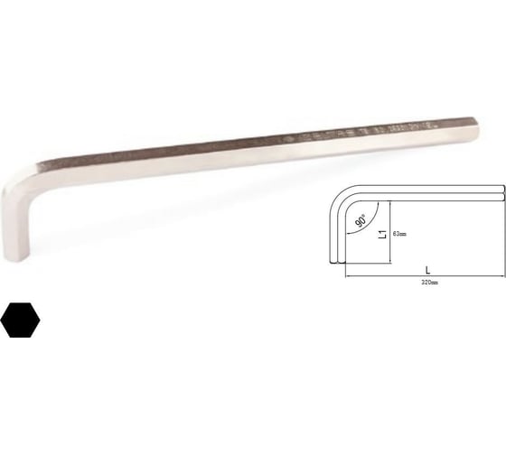 Изображение товара Г-образный удлиненный 6-гранный ключ 12мм IZELTAS 4903220120