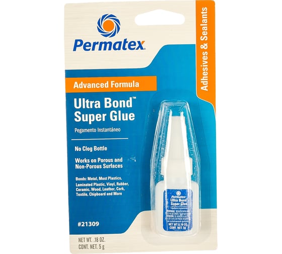 Изображение товара Супер клей PERMATEX УЛЬТРА БОНД сверхпрочный 5г 21309