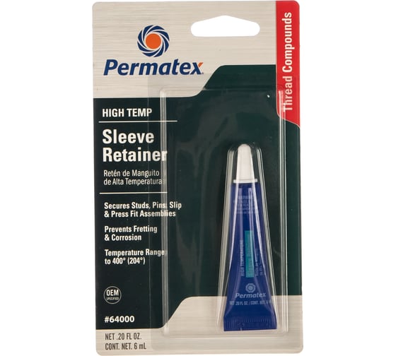 Изображение товара Компаунд для монтажа гильз и цилиндрических деталей PERMATEX термостойкий 6мл 64000