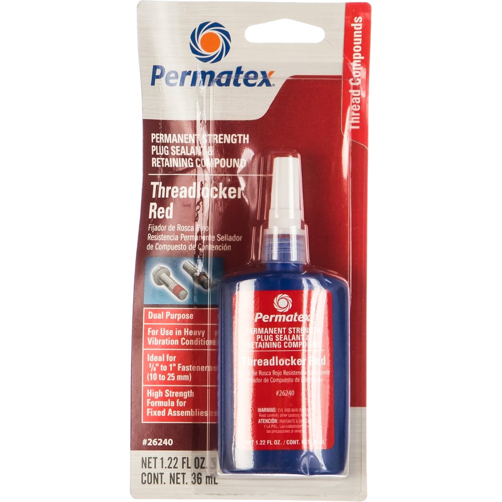 Изображение товара Фиксатор резьбовых деталей PERMATEX красный 36 мл - реакционный быстрое сцепление