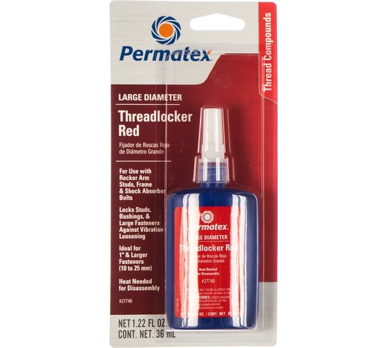 Изображение товара Фиксатор для резьбы больших диаметров PERMATEX сильной фиксации красный 36мл. 27740