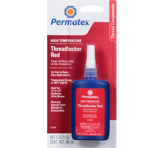Изображение товара Фиксатор резьбы сильной фиксации PERMATEX красный высокотемпературный 36 мл. 27240