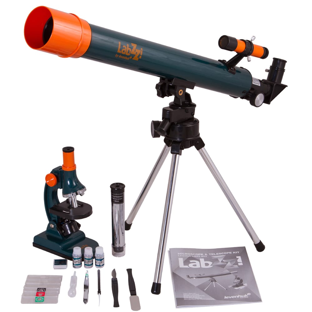 Комплект Levenhuk микроскоп мини телескоп и калейдоскоп фиксики с набором для исследований