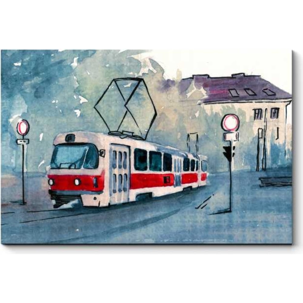 Картина Picsis идет по городу трамвай