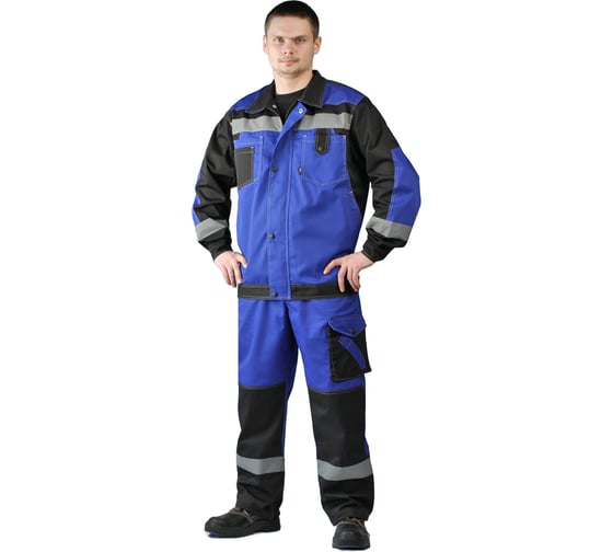 Изображение товара Летний мужской костюм с брюками URSUS Волгарь василек/черный КОС450-035; 56-58, 170-176