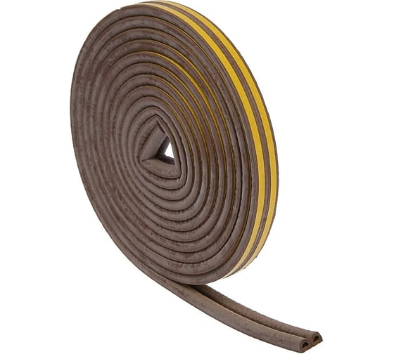 Изображение товара Резиновый уплотнитель ТУНДРА профиль D, размер 9x8 мм, коричневый, в упаковке 10 м 3794723