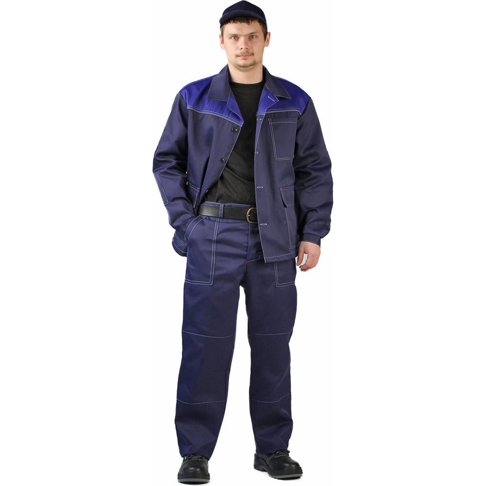 Изображение товара Летний мужской костюм URSUS Дамаск темно-синий с васильковым КОС316-002; 60-62, 170-176