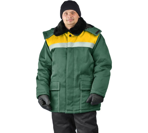 Изображение товара Зимняя куртка URSUS УРАЛ темно-зеленая/желтая, КУР802-125; 44-46, 182-188