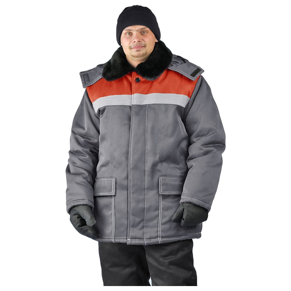 Изображение товара Зимняя куртка URSUS УРАЛ темно-серая и красная для мужчин 56-58