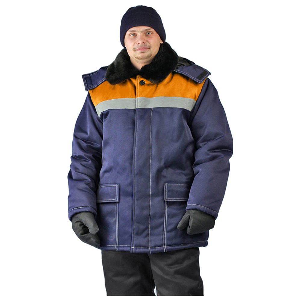Изображение товара Зимняя мужская куртка URSUS УРАЛ темно-синяя оранжевая 44-46